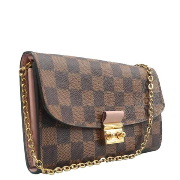 LOUIS VUITTON Croisette Damier Ebene Crossbody Rose  front vire
