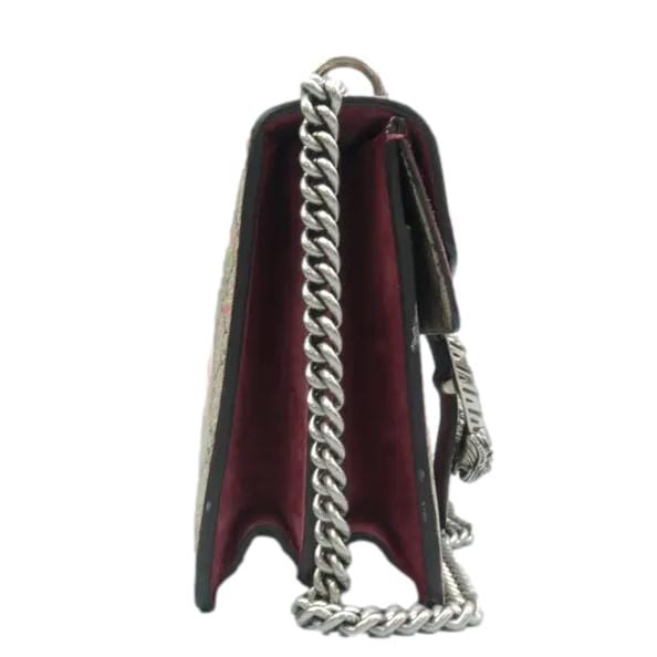 GUCCI Dionysus Medium Blooms Shoulder Bag Beige chain lookGUCCI Dionysus Medium Blooms Shoulder Bag Beige front sideGUCCI Dionysus Medium Blooms Shoulder Bag Beige strao look