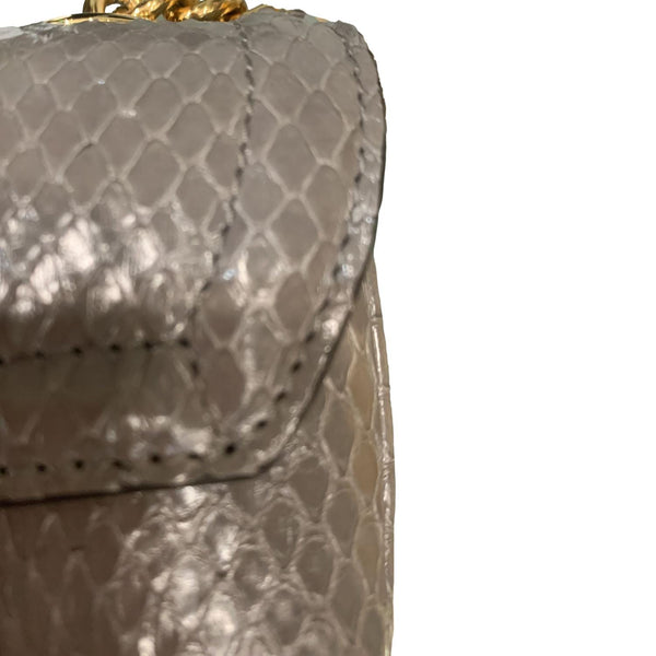 GUCCI Rajah Medium Leather Chain Shoulder Bag Grey 537241