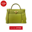 HERMES Kelly 35 Togo Leather Satchel Shoulder Bag Vert Anis