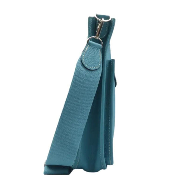 Hermes Evelyne II GM Taurillon Shoulder Bag Blue Jean left side