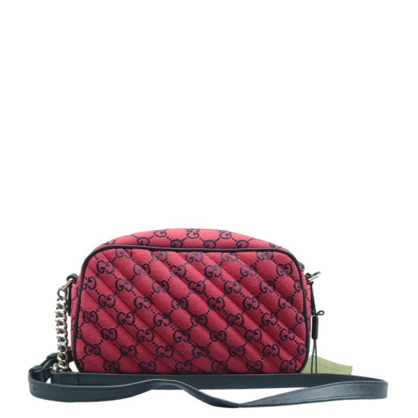GUCCI GG Marmont Small Monogram Shoulder Bag Red back look