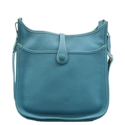 Hermes Evelyne II GM Taurillon Shoulder Bag Blue Jean back side