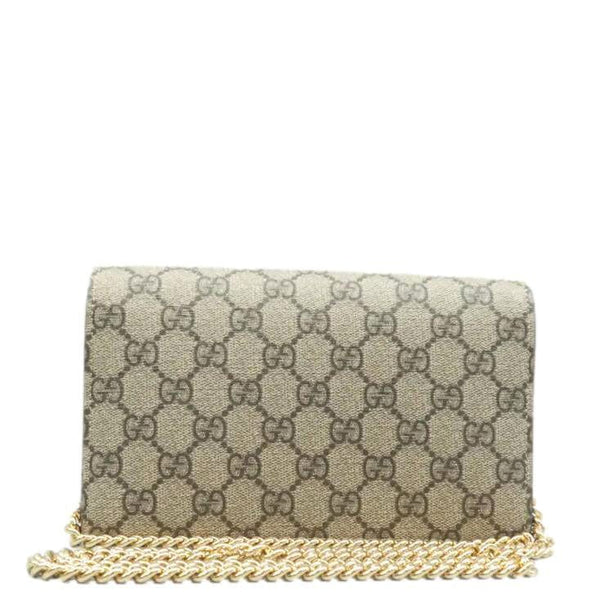 Gucci Heart Chain Wallet GG Supreme Monogram Canvas Crossbody Bag Beige  648948