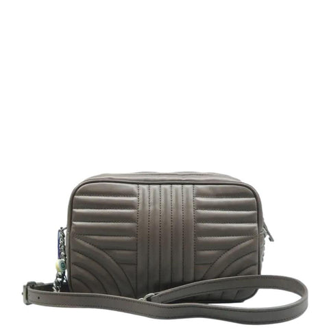 PRADA Diagramme Leather Crossbody Bag Clay Grey