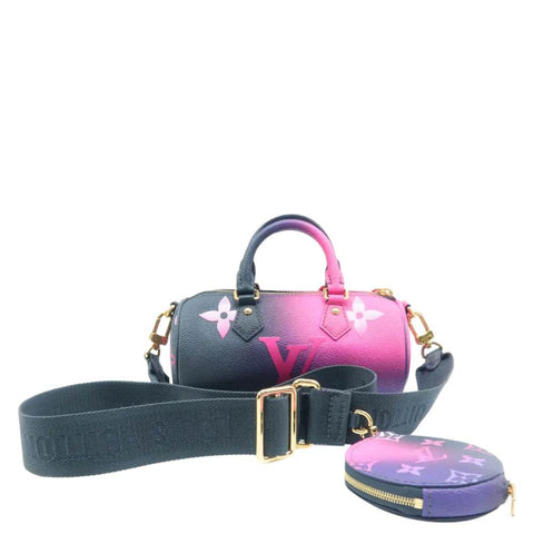 LOUIS VUITTON Papillon BB Spring In The City Monogram Giant Shoulder Bag Midnight Fuchsia