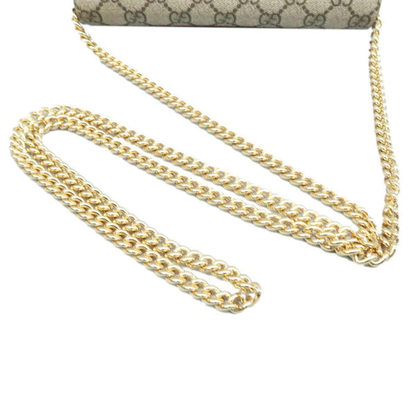 Gucci Heart Chain Wallet GG Supreme Monogram Canvas Crossbody Bag Beige  648948