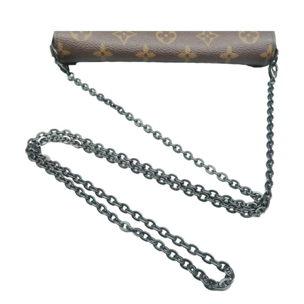 LOUIS VUITTON Pochette Felicie Monogram Canvas Wild Animal Chain Crossbody Bag Brown