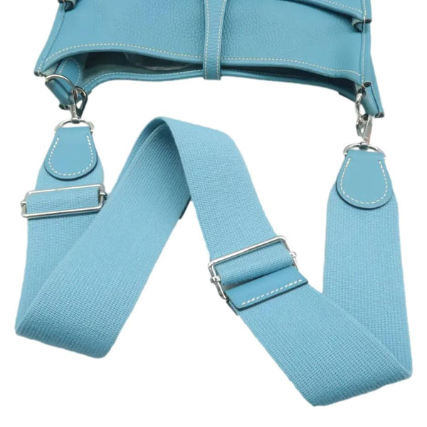 Hermes Evelyne II GM Taurillon Shoulder Bag Blue Jean straps