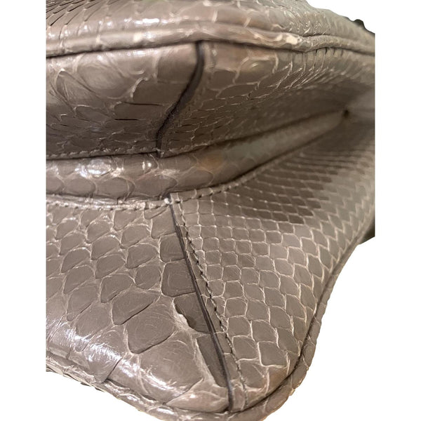 GUCCI Rajah Medium Leather Chain Shoulder Bag Grey 537241