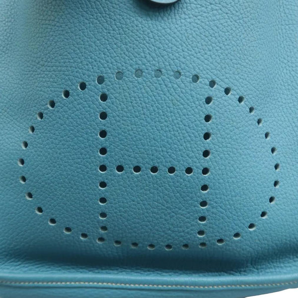 Hermes Evelyne II GM Taurillon Clemence Shoulder Bag Blue Jean