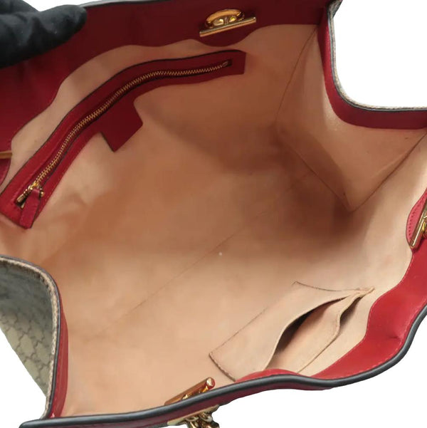 GUCCI Padlock Medium GG Supreme Canvas Tote Bag Red 479197