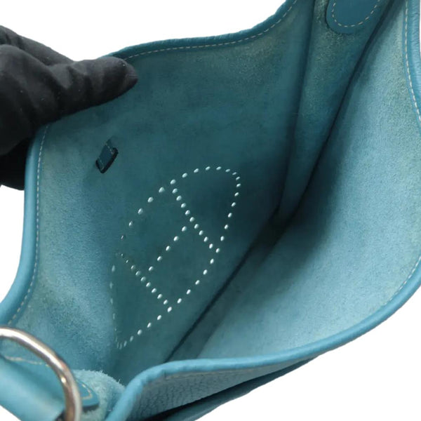 Hermes Evelyne II GM Taurillon Clemence Shoulder Bag Blue Jean