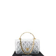 Chanel Rainbow Woven WOC Calfskin Leather Top Handle Bag Metallic Silver