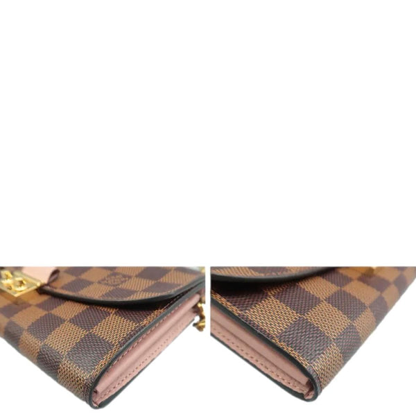 LOUIS VUITTON Croisette Damier Ebene Crossbody Rose  right corner