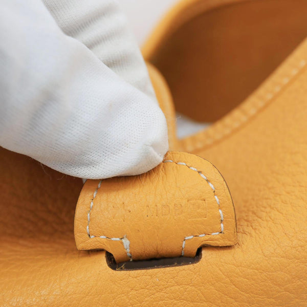 HERMES Evelyne PM Taurillon Clemence Leather Crossbody Bag Yellow