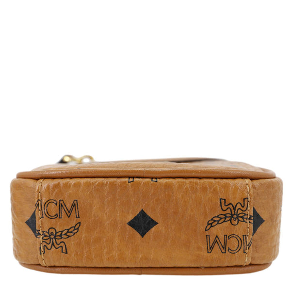 MCM Mini Visetos Canvas  Chain Crossbody Bag Cognac