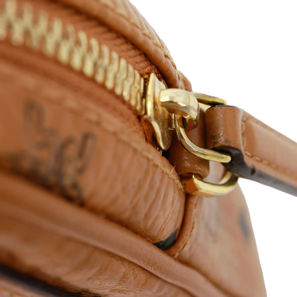 MCM Mini Visetos Canvas  Chain Crossbody Bag Cognac