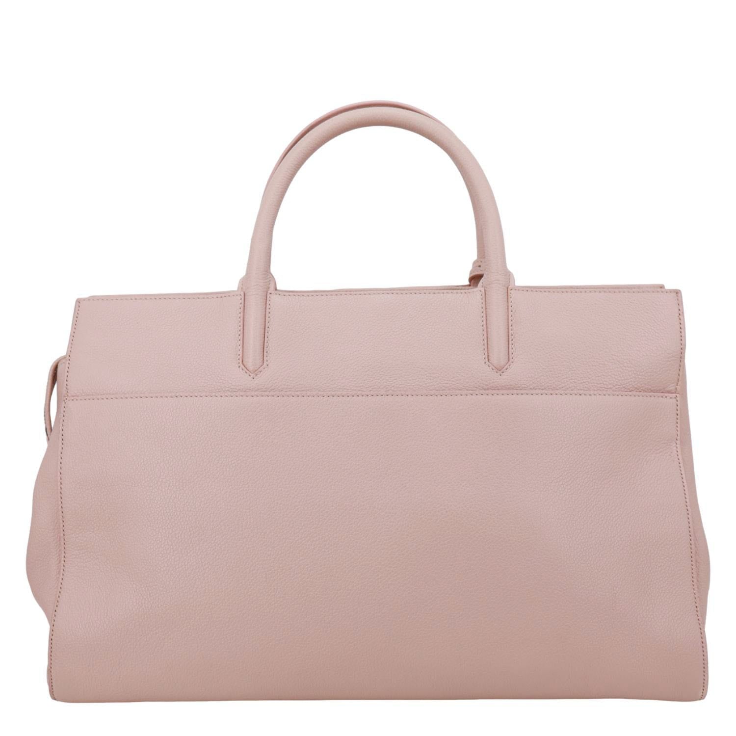 YVES SAINT LAURENT Cabas Rive Gauche Grained Calfskin Leather Satchel