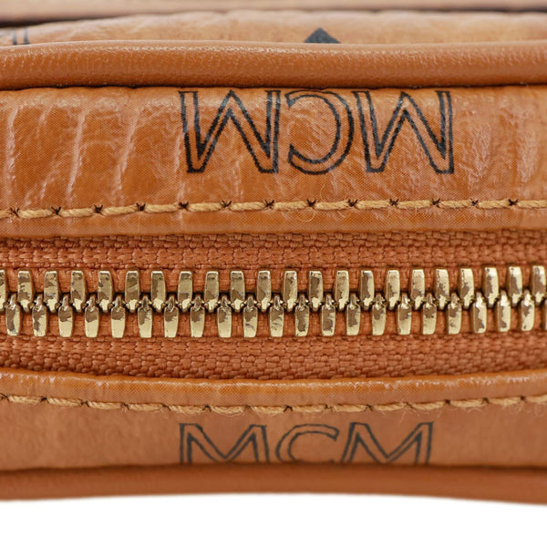 MCM Mini Visetos Canvas  Chain Crossbody Bag Cognac