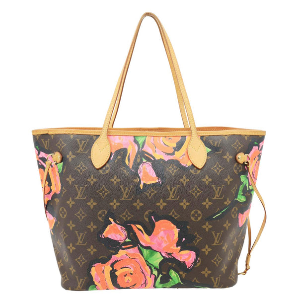 LOUIS VUITTON Neverfull MM Roses Monogram Canvas Shoulder Bag Brown