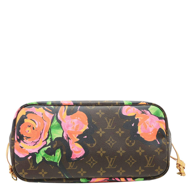 LOUIS VUITTON Neverfull MM Roses Monogram Canvas Shoulder Bag Brown