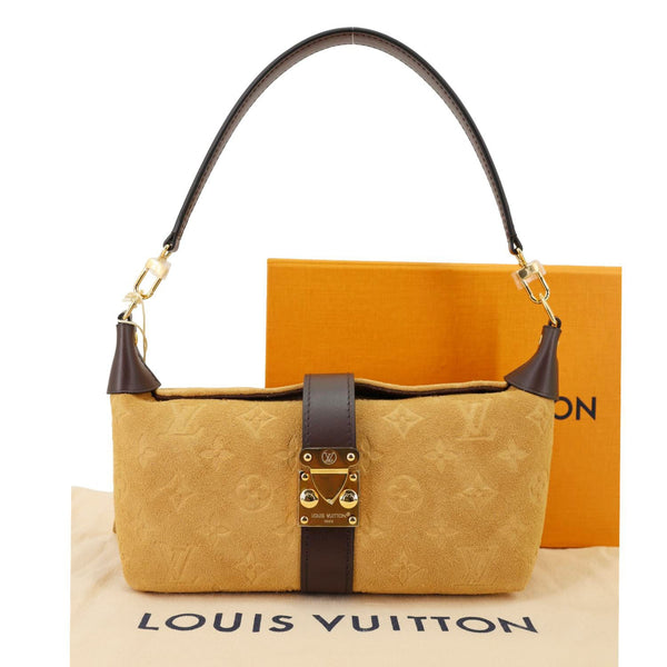 LOUIS VUITTON Mia Monogram Empreinte Suede Hobo Pochette Beige