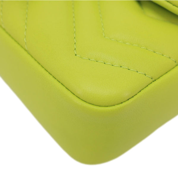 GUCCI GG Marmont Mini Matelasse Lambskin Leather Shoulder Bag Bright Green 841290