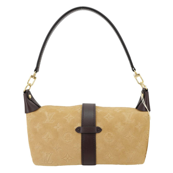 LOUIS VUITTON Mia Monogram Empreinte Suede Hobo Pochette Beige