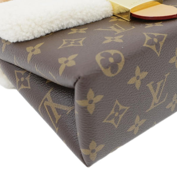 LOUIS VUITTON Locky BB Monogram Shearling Crossbody Bag Beige
