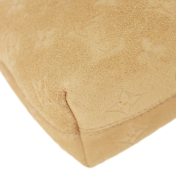 LOUIS VUITTON Mia Monogram Empreinte Suede Hobo Pochette Beige