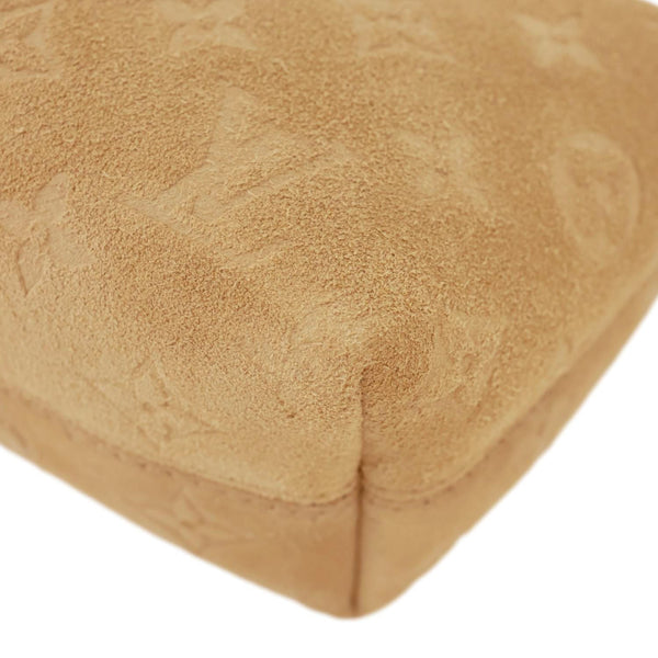 LOUIS VUITTON Mia Monogram Empreinte Suede Hobo Pochette Beige