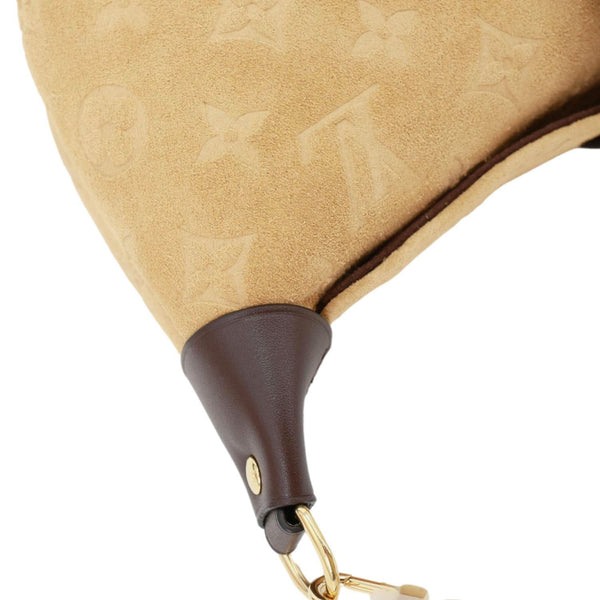 LOUIS VUITTON Mia Monogram Empreinte Suede Hobo Pochette Beige