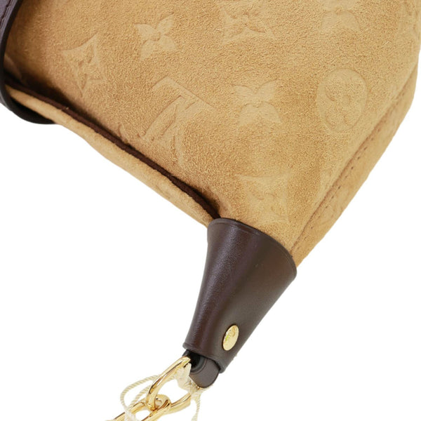 LOUIS VUITTON Mia Monogram Empreinte Suede Hobo Pochette Beige