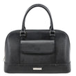 BURBERRY Dome Front Pocket Leather Top Handle Bag Black