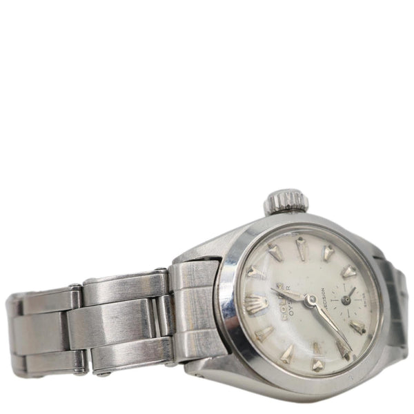 ROLEX 1959 Women's Oyster Precision Stainless Steel Watch White Dial 22MM