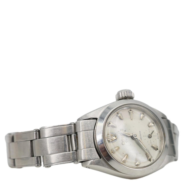 ROLEX 1959 Women's Oyster Precision Stainless Steel Watch White Dial 22MM