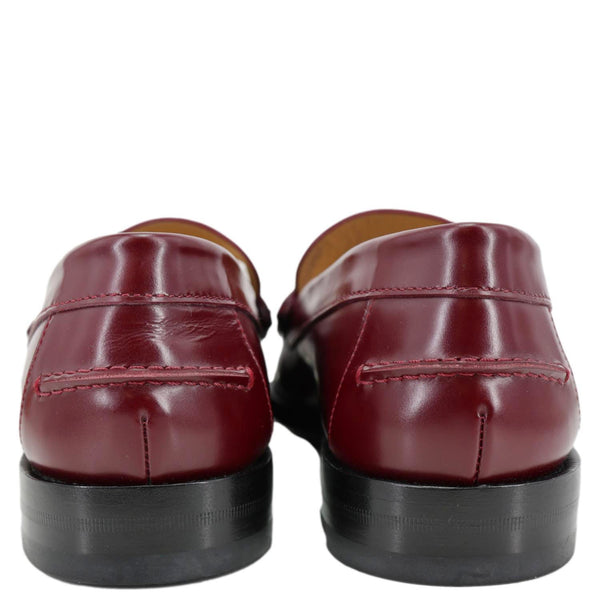 GUCCI Double G Leather Loafers Size 40.5 Burgundy 816333