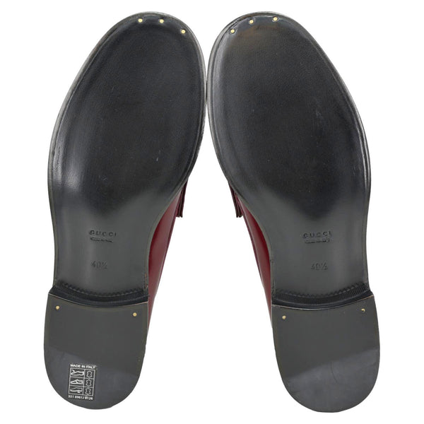 GUCCI Double G Leather Loafers Size 40.5 Burgundy 816333