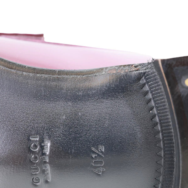 GUCCI Double G Leather Loafers Size 40.5 Burgundy 816333