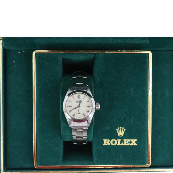 ROLEX 1959 Women's Oyster Precision Stainless Steel Watch White Dial 22MM