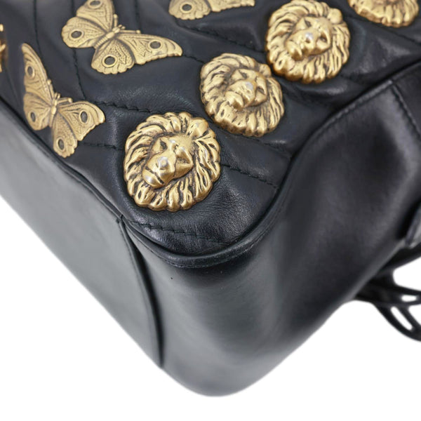 GUCCI GG Marmont Animal Studs Leather Backpack Black 476671