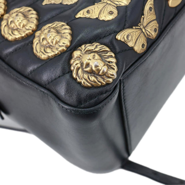 GUCCI GG Marmont Animal Studs Leather Backpack Black 476671