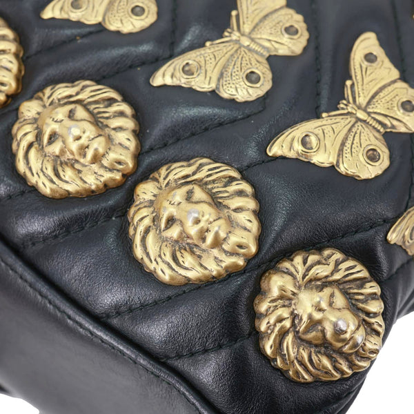 GUCCI GG Marmont Animal Studs Leather Backpack Black 476671