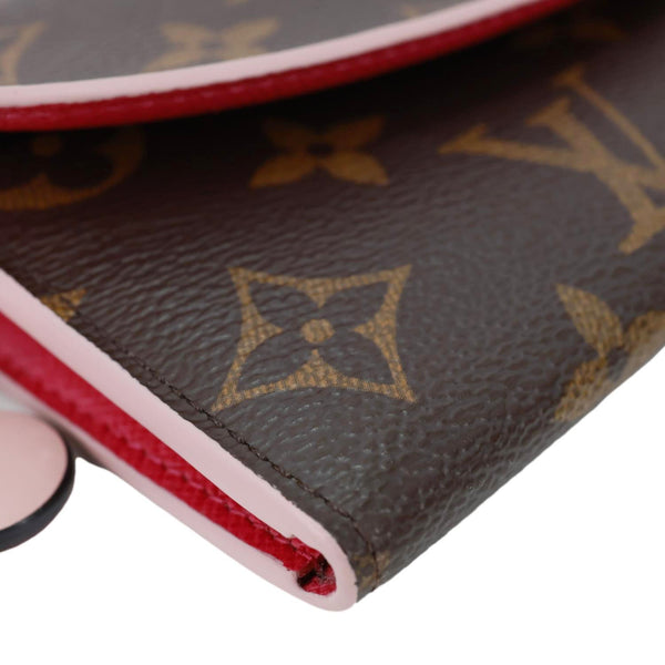 LOUIS VUITTON Emilie Bloom Flowers Monogram Canvas Wallet Rose Ballerine