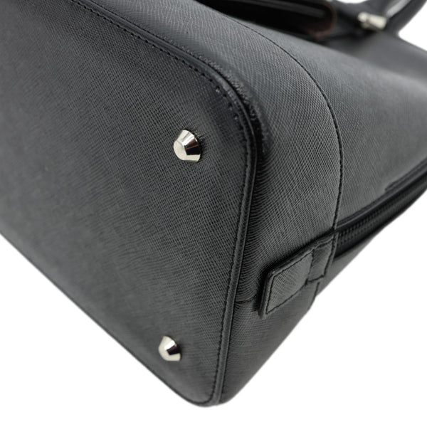 BURBERRY Dome Front Pocket Leather Top Handle Bag Black