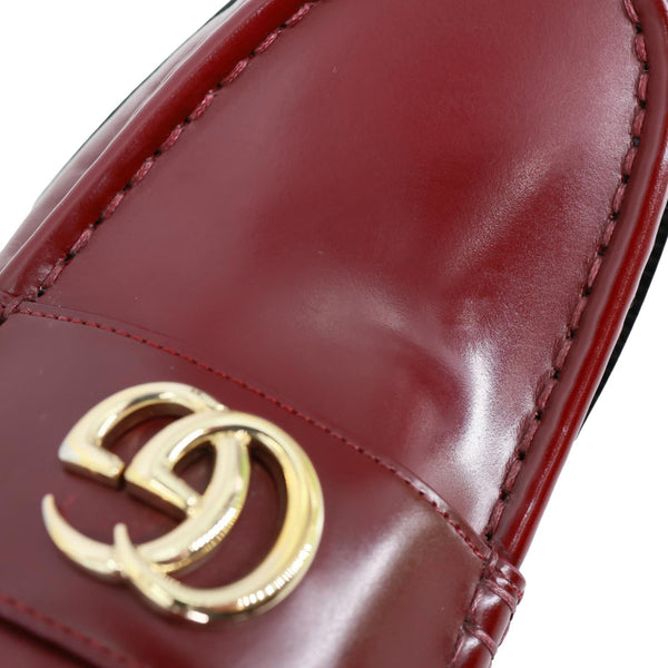 GUCCI Double G Leather Loafers Size 40.5 Burgundy 816333