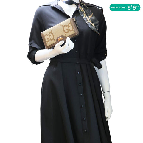 GUCCI Diana Bamboo GG Jumbo Canvas Continental Zip Around Wallet Beige 658634