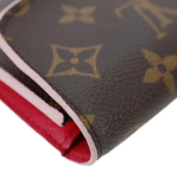 LOUIS VUITTON Emilie Bloom Flowers Monogram Canvas Wallet Rose Ballerine