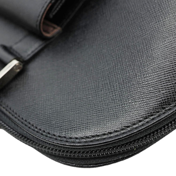 BURBERRY Dome Front Pocket Leather Top Handle Bag Black